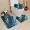 thumbnail image 1 of PUDMAD Dolphins Swimming in Ocean 3 Piece Bathroom Rugs Set Bath Rug Contour Mat and Toilet Lid Cover, 1 of 2