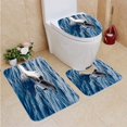thumbnail image 1 of PUDMAD Dolphins While Jumping in deep sea 3 Piece Bathroom Rugs Set Bath Rug Contour Mat and Toilet Lid Cover, 1 of 2