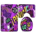 thumbnail image 1 of PUDMAD Don't Panic 3 Piece Bathroom Rugs Set Bath Rug Contour Mat and Toilet Lid Cover, 1 of 2
