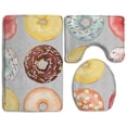 thumbnail image 1 of PUDMAD Donuts 3 Piece Bathroom Rugs Set Bath Rug Contour Mat and Toilet Lid Cover, 1 of 2