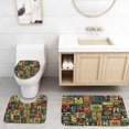 thumbnail image 1 of PUDMAD Doodle Abstract Doodle Flowers Leaves and Hearts in Geometrical Shapes Rectangles Squares 3 Piece Bathroom Rugs Set Bath Rug Contour Mat and Toilet Lid Cover, 1 of 2