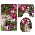 thumbnail image 1 of PUDMAD Dots Flowers 3 Piece Bathroom Rugs Set Bath Rug Contour Mat and Toilet Lid Cover, 1 of 2