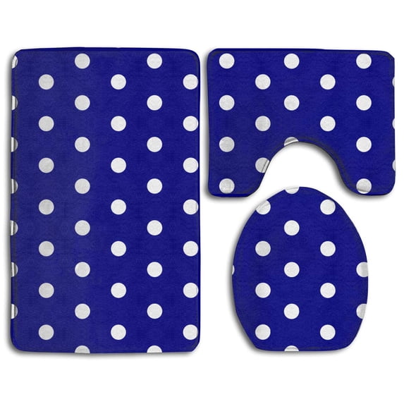 PUDMAD Dots Polka Hexagon png 3 Piece Bathroom Rugs Set Bath Rug Contour Mat and Toilet Lid Cover