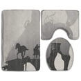 thumbnail image 1 of PUDMAD Double Exposure Horse Drawing 3 Piece Bathroom Rugs Set Bath Rug Contour Mat and Toilet Lid Cover, 1 of 2