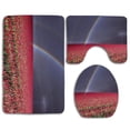 thumbnail image 1 of PUDMAD Double Rainbow 3 Piece Bathroom Rugs Set Bath Rug Contour Mat and Toilet Lid Cover, 1 of 2