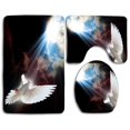 thumbnail image 1 of PUDMAD Dove 3 Piece Bathroom Rugs Set Bath Rug Contour Mat and Toilet Lid Cover, 1 of 2