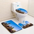 thumbnail image 1 of PUDMAD Downtown Houston Skyline at Sunset Reflection 3 Piece Bathroom Rugs Set Bath Rug Contour Mat and Toilet Lid Cover, 1 of 2