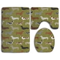 thumbnail image 1 of PUDMAD Doxie Dachshund Green Dogs 3 Piece Bathroom Rugs Set Bath Rug Contour Mat and Toilet Lid Cover, 1 of 2