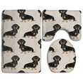 thumbnail image 1 of PUDMAD Doxie Dachshund Weiner Dog Pet Dogs 3 Piece Bathroom Rugs Set Bath Rug Contour Mat and Toilet Lid Cover, 1 of 2