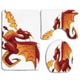 thumbnail image 1 of PUDMAD Dragon Funny Fire Spitting Winged Cartoon Mascot Playroom Childish Princess 3 Piece Bathroom Rugs Set Bath Rug Contour Mat and Toilet Lid Cover, 1 of 2