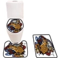 thumbnail image 1 of PUDMAD Dragon Tiger Fight Tattoo in 3 Piece Bathroom Rugs Set Bath Rug Contour Mat and Toilet Lid Cover, 1 of 2