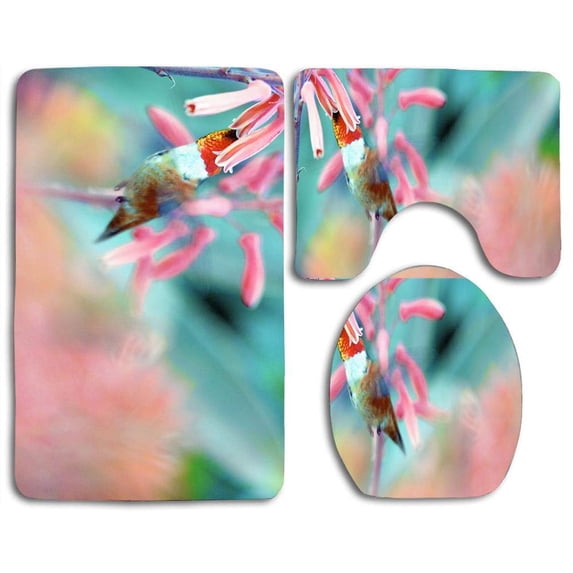 PUDMAD Dreams 3 Piece Bathroom Rugs Set Bath Rug Contour Mat and Toilet Lid Cover