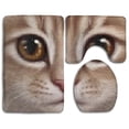 thumbnail image 1 of PUDMAD Dull Rrange Cat 3 Piece Bathroom Rugs Set Bath Rug Contour Mat and Toilet Lid Cover, 1 of 2