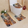 thumbnail image 1 of PUDMAD ES Castells Town in Menorca 3 Piece Bathroom Rugs Set Bath Rug Contour Mat and Toilet Lid Cover, 1 of 2