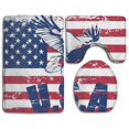 thumbnail image 1 of PUDMAD Eagle USA 3 Piece Bathroom Rugs Set Bath Rug Contour Mat and Toilet Lid Cover, 1 of 2