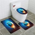thumbnail image 1 of PUDMAD Earth Majestic Galaxy Outer Space View Universe Planet Earth Stars Astral Theme 3 Piece Bathroom Rugs Set Bath Rug Contour Mat and Toilet Lid Cover, 1 of 2