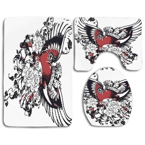 PUDMAD Earth Planet Covered Seas Forest Continents Trees ery Nature 3 Piece Bathroom Rugs Set Bath Rug Contour Mat and Toilet Lid Cover