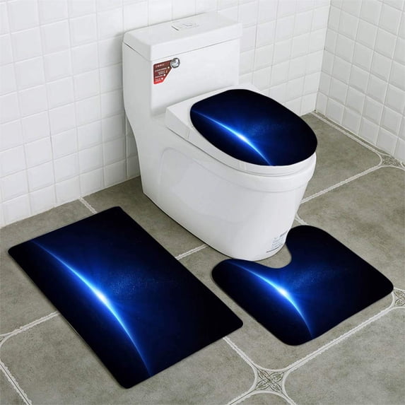 PUDMAD Earth Sunrise in Space 3 Piece Bathroom Rugs Set Bath Rug Contour Mat and Toilet Lid Cover