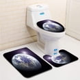 thumbnail image 1 of PUDMAD Earth from Space 3 Piece Bathroom Rugs Set Bath Rug Contour Mat and Toilet Lid Cover, 1 of 2