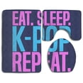thumbnail image 1 of PUDMAD Eat Sleep KPop 3 Piece Bathroom Rugs Set Bath Rug Contour Mat and Toilet Lid Cover, 1 of 2