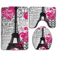 thumbnail image 1 of PUDMAD Eiffel Tower France Heart Shapes 3 Piece Bathroom Rugs Set Bath Rug Contour Mat and Toilet Lid Cover, 1 of 2