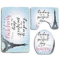 thumbnail image 1 of PUDMAD Eiffel Tower Perfect Day Eiffel Tower Polka Dot Handwriting Typography Sketch Paris 3 Piece Bathroom Rugs Set Bath Rug Contour Mat and Toilet Lid Cover, 1 of 2