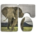 thumbnail image 1 of PUDMAD Elephant 3 Piece Bathroom Rugs Set Bath Rug Contour Mat and Toilet Lid Cover, 1 of 2