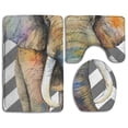 thumbnail image 1 of PUDMAD Elephant Zigzag Stripes 3 Piece Bathroom Rugs Set Bath Rug Contour Mat and Toilet Lid Cover, 1 of 2