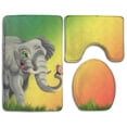 thumbnail image 1 of PUDMAD Elephant and Butterfly 3 Piece Bathroom Rugs Set Bath Rug Contour Mat and Toilet Lid Cover, 1 of 2