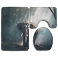 thumbnail image 1 of PUDMAD Elephant in Forest 3 Piece Bathroom Rugs Set Bath Rug Contour Mat and Toilet Lid Cover, 1 of 2