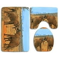 thumbnail image 1 of PUDMAD Elephants Fighting 3 Piece Bathroom Rugs Set Bath Rug Contour Mat and Toilet Lid Cover, 1 of 2