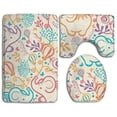 thumbnail image 1 of PUDMAD Elephants Flowers 3 Piece Bathroom Rugs Set Bath Rug Contour Mat and Toilet Lid Cover, 1 of 2
