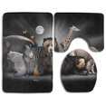 thumbnail image 1 of PUDMAD Elephants Polar Bears 3 Piece Bathroom Rugs Set Bath Rug Contour Mat and Toilet Lid Cover, 1 of 2