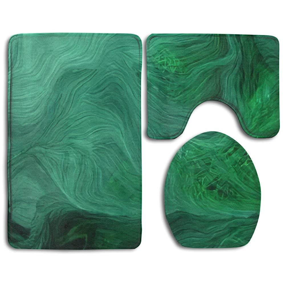 PUDMAD Emerald Green Flannel Bath Rug Set, 18" x 30", (3 Count ...