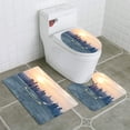 thumbnail image 1 of PUDMAD Empty Square Front tianjin City Skyline 3 Piece Bathroom Rugs Set Bath Rug Contour Mat and Toilet Lid Cover, 1 of 2