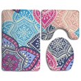 thumbnail image 1 of PUDMAD Ethnic Floral Seamless 3 Piece Bathroom Rugs Set Bath Rug Contour Mat and Toilet Lid Cover, 1 of 2