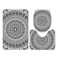 thumbnail image 1 of PUDMAD Ethnic Style Grain Black and White Color 3 Piece Bathroom Rugs Set Bath Rug Contour Mat and Toilet Lid Cover, 1 of 2