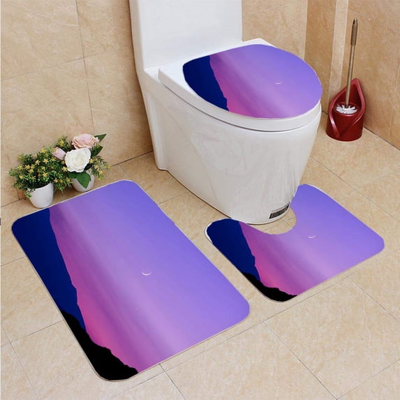 PUDMAD Etna Vulcano 3 Piece Bathroom Rugs Set Bath Rug Contour Mat and Toilet Lid Cover