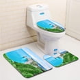 thumbnail image 1 of PUDMAD Etretat Landscape 3 Piece Bathroom Rugs Set Bath Rug Contour Mat and Toilet Lid Cover, 1 of 2
