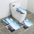 thumbnail image 1 of PUDMAD European Ancient Architecture Historical Balcony Banisters Ocean View Light 3 Piece Bathroom Rugs Set Bath Rug Contour Mat and Toilet Lid Cover, 1 of 2