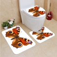 thumbnail image 1 of PUDMAD European peacocok Butterfly 3 Piece Bathroom Rugs Set Bath Rug Contour Mat and Toilet Lid Cover, 1 of 2