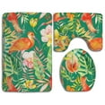 thumbnail image 1 of PUDMAD Exotic Birds Tropical Palm 3 Piece Bathroom Rugs Set Bath Rug Contour Mat and Toilet Lid Cover, 1 of 2