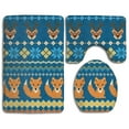 thumbnail image 1 of PUDMAD Fabric Texture Foxes 3 Piece Bathroom Rugs Set Bath Rug Contour Mat and Toilet Lid Cover, 1 of 2