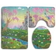 thumbnail image 1 of PUDMAD Fairy Tale Castle Scenery in Floral Garden Princess 3 Piece Bathroom Rugs Set Bath Rug Contour Mat and Toilet Lid Cover, 1 of 2