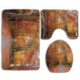 thumbnail image 1 of PUDMAD Fall Pathway Covered Fallen Leaves Through Fall Forest Vibrant Trees 3 Piece Bathroom Rugs Set Bath Rug Contour Mat and Toilet Lid Cover, 1 of 2