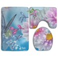 thumbnail image 1 of PUDMAD Fancy Butterfly Blossoms 3 Piece Bathroom Rugs Set Bath Rug Contour Mat and Toilet Lid Cover, 1 of 2