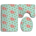 thumbnail image 1 of PUDMAD Fancy Watercolor Rose 3 Piece Bathroom Rugs Set Bath Rug Contour Mat and Toilet Lid Cover, 1 of 2