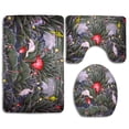 thumbnail image 1 of PUDMAD Fantasy Bird Flower 3 Piece Bathroom Rugs Set Bath Rug Contour Mat and Toilet Lid Cover, 1 of 2