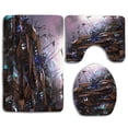 thumbnail image 1 of PUDMAD Fantasy Futuristic Fiction Old Wooden Castle Circular Windows Architecture Graphic 3 Piece Bathroom Rugs Set Bath Rug Contour Mat and Toilet Lid Cover, 1 of 2