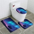 thumbnail image 1 of PUDMAD Fantasy House Northern Lights A Tree in Arctic Region Magical Rare 3 Piece Bathroom Rugs Set Bath Rug Contour Mat and Toilet Lid Cover, 1 of 2